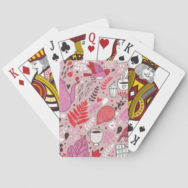 Tasty pattern with birds and flowers playing cards (Back)