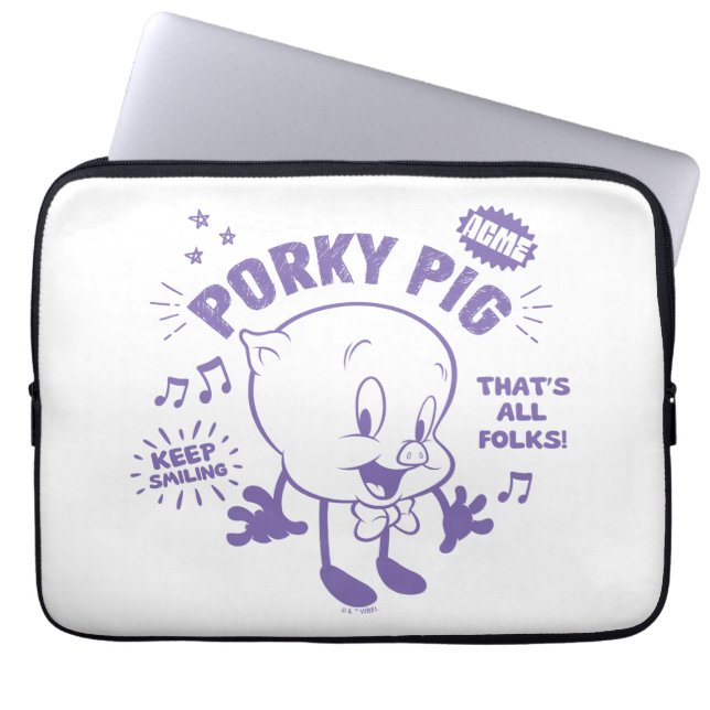 Tasty Retro Porky Pig Laptop Sleeve (Front)