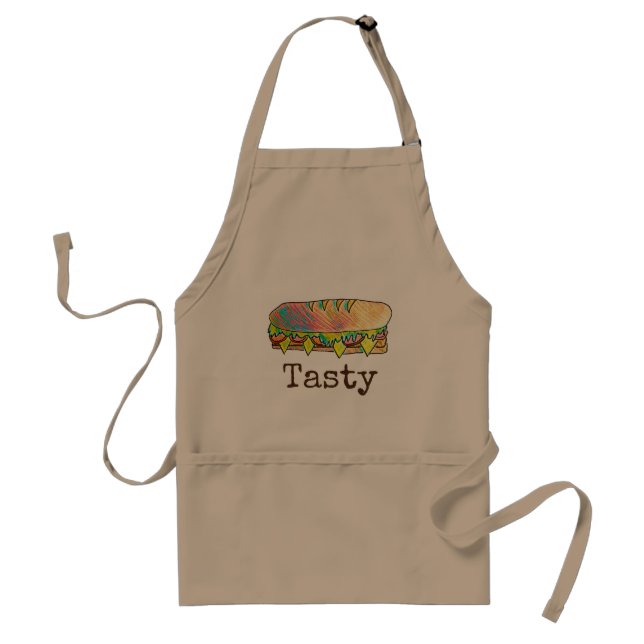 Tasty sub sandwich cute food art standard apron (Front)