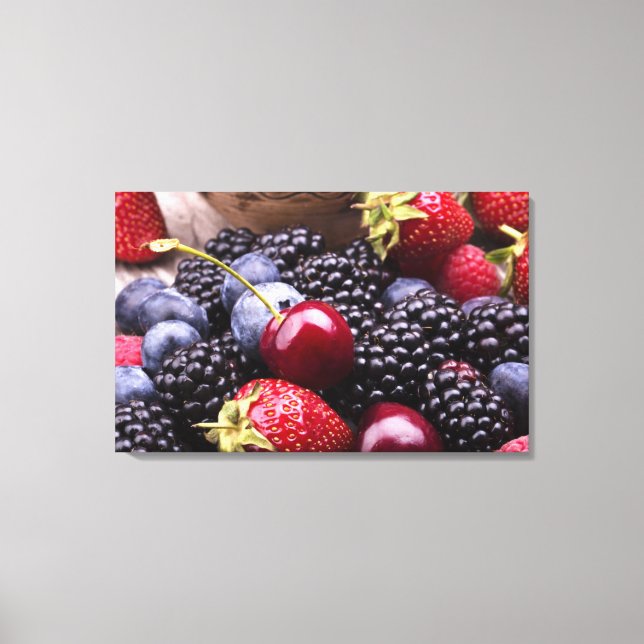 Tasty Summer Fruits On A Wooden Table Canvas Print (Front)