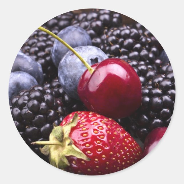 Tasty Summer Fruits On A Wooden Table Classic Round Sticker (Front)