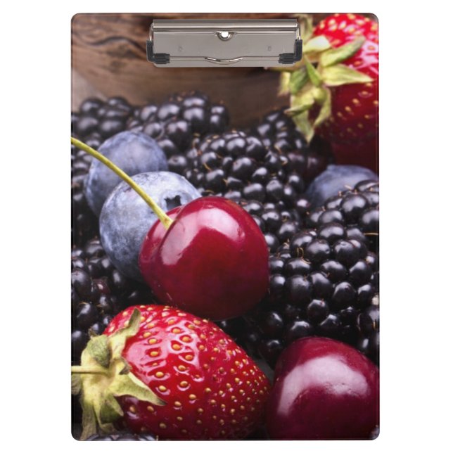 Tasty Summer Fruits On A Wooden Table Clipboard (Front)