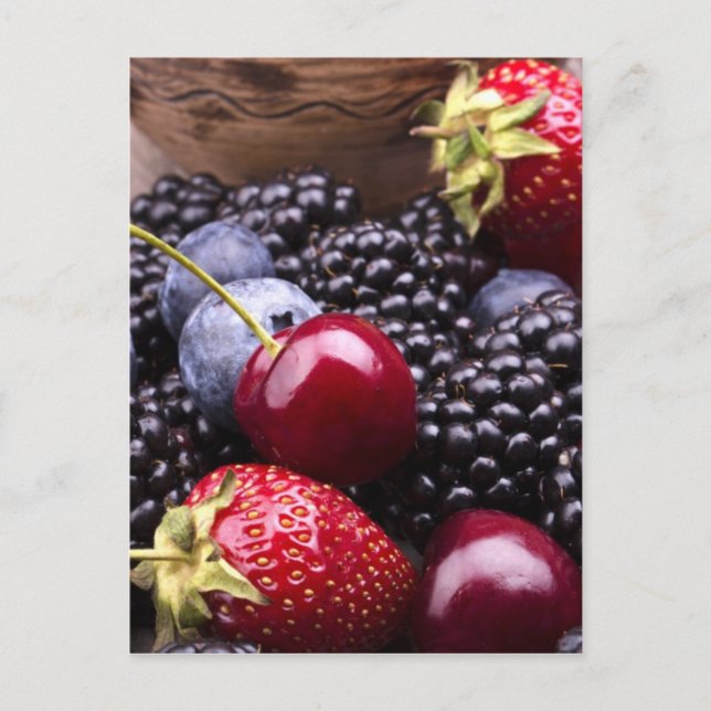 Tasty Summer Fruits On A Wooden Table Postcard (Front)