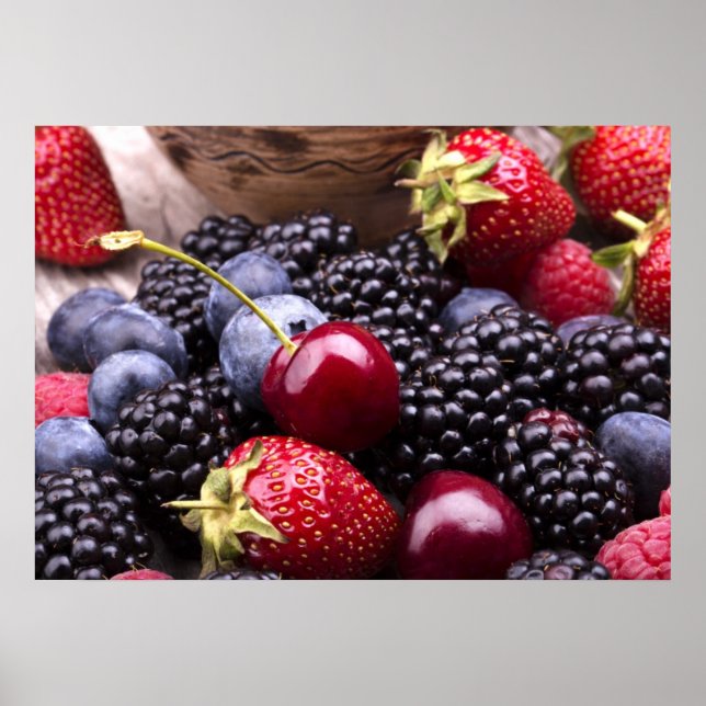Tasty Summer Fruits On A Wooden Table Poster (Front)