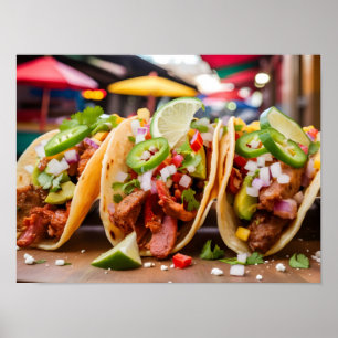 Tasty Tacos: Iconic Mexican Fast Food Poster