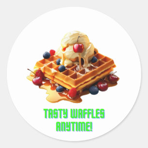 Tasty Waffle : Golden and Crispy Waffles Classic Round Sticker