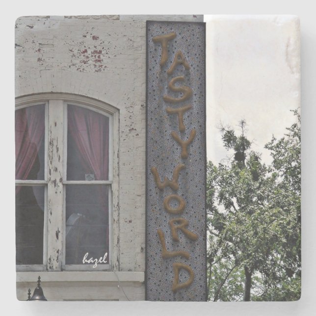 Tasty World, Athens, Georgia Marble Coaster (Front)