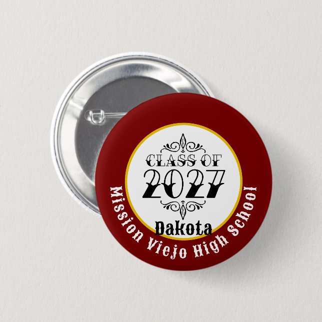 Tat Style Class of 2027 Graduation 6 Cm Round Badge (Front & Back)