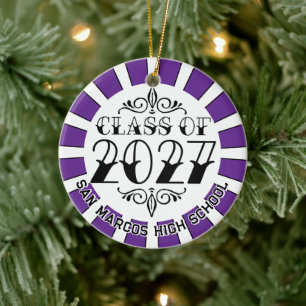Tat-Style Class of 2027 Photo Graduation Ceramic Tree Decoration