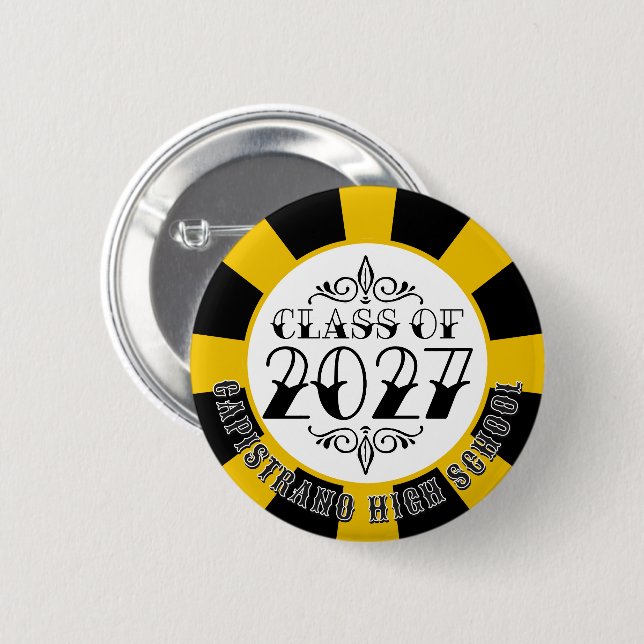 Tat-Style Grey Class of 2027 Graduation 6 Cm Round Badge (Front & Back)