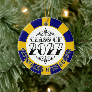 Tat-Style Grey Class of 2027 Photo Graduation Ceramic Tree Decoration
