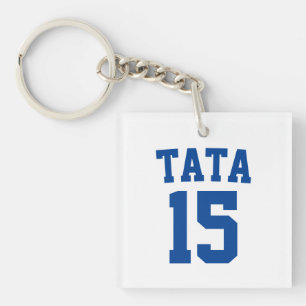 Tata Serbian Croatian Dad Blue Sport Jersey Number Key Ring