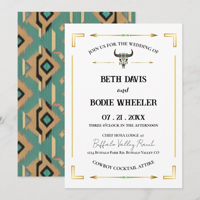 Tatanka Bison Yellowstone Western Ranch Invitation (Front/Back)