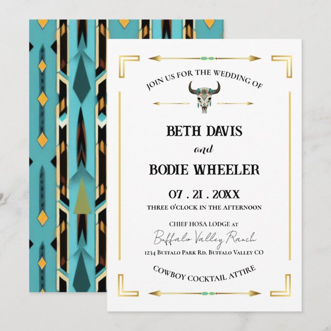 Tatanka Bison Yellowstone Western Ranch Invitation (Front/Back)