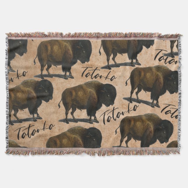 Tatanka Buffalo Bison Western Home Decor Throw Blanket (Front)