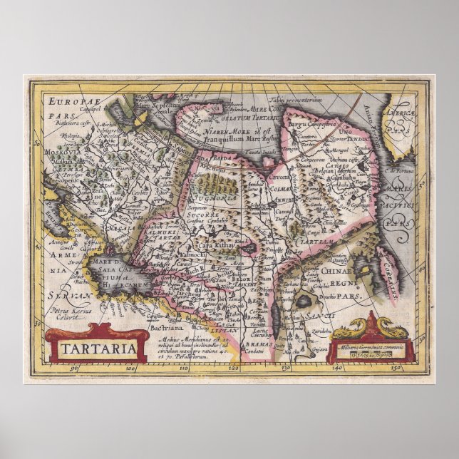 Tatary Antique Map of Central & Northern Asia Poster (Front)