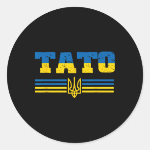 Tato Ukrainian Flag Ukraine Papa Ukrainian Father Classic Round Sticker