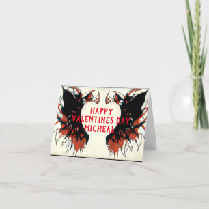 Tatoo Art inspired Valentines Day print Holiday Card