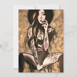 Tatooed Woman in Gold Invitation