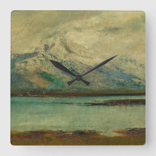 Tatra Mountain Landscape by Ladislav Mednyanszky Square Wall Clock