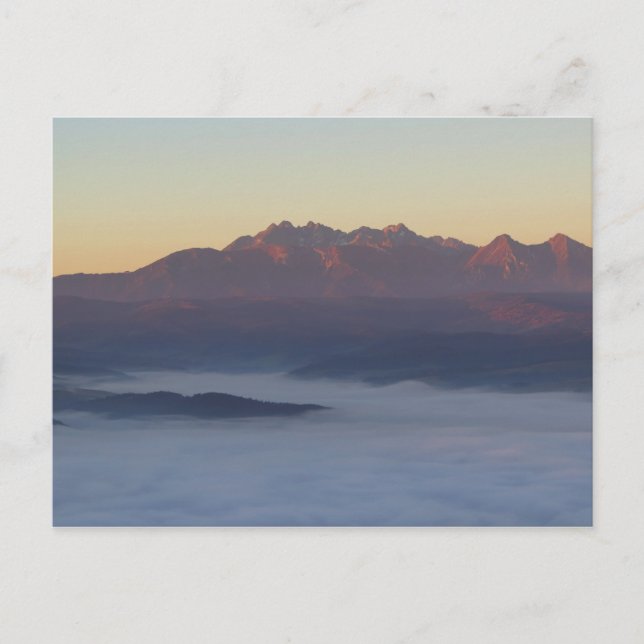 Tatras sunrise view from Pieniny mountains Postcard (Front)