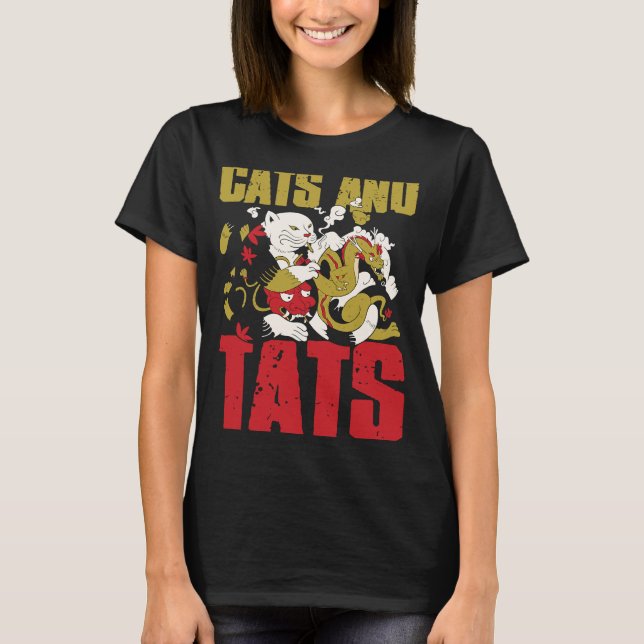 Tats And Cats Body Tattooing Cat  Tattoo Artist T-Shirt (Front)