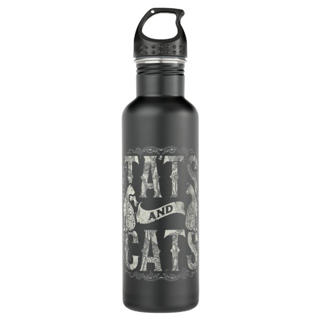 Tats And Cats Tattooist Tattoo Body Art Tattooing 710 Ml Water Bottle (Front)