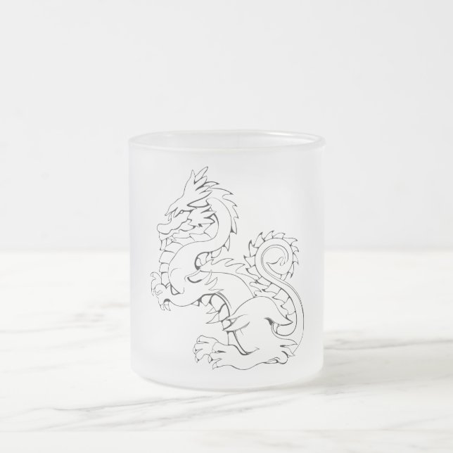 Tatsu Asian Dragon Are Fantasy Mythical Creatures Frosted Glass Coffee Mug (Center)