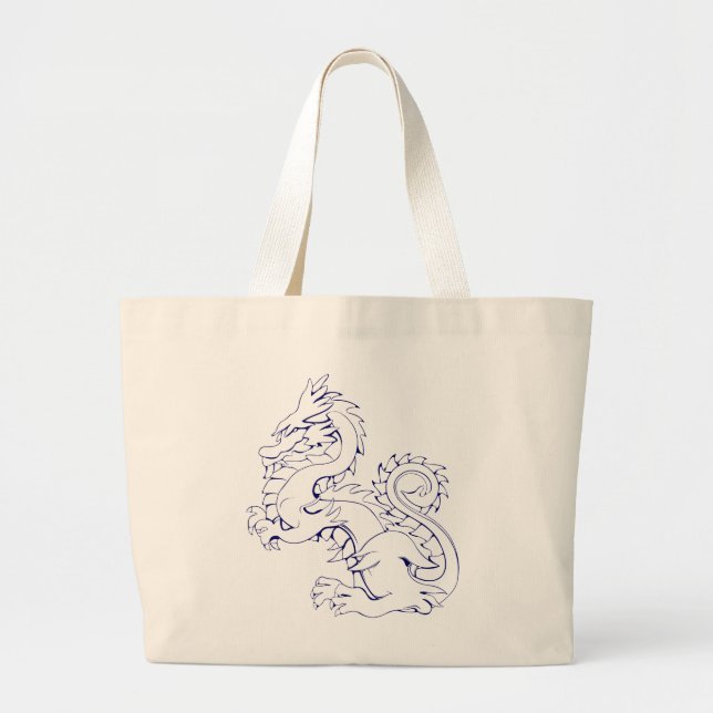 Tatsu Asian Dragon Are Fantasy Mythical Creatures  Large Tote Bag (Front)
