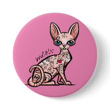 Tatted up Meow Cat button