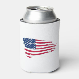 Tattered American Flag Can Cooler