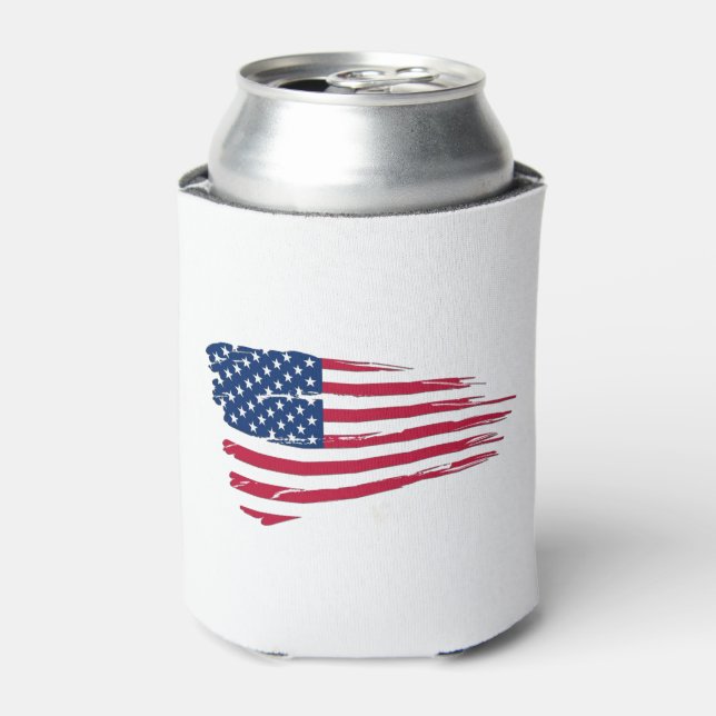 Tattered American Flag Can Cooler (Can Front)