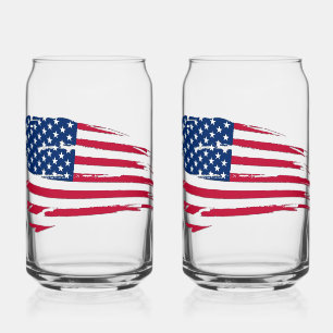 Tattered American Flag Can Glass