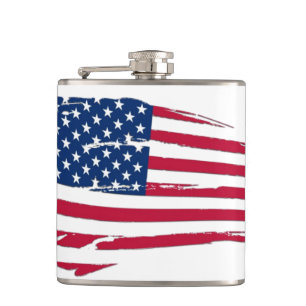 Tattered American Flag Hip Flask