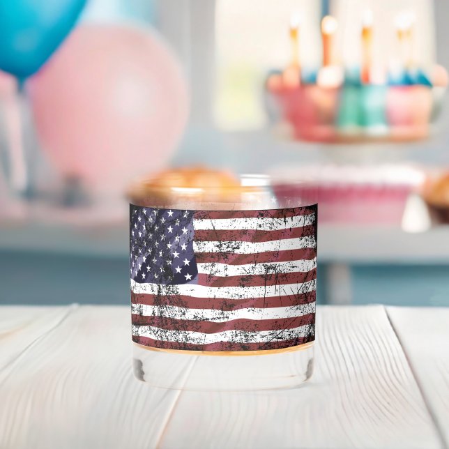 Tattered American flag  Whiskey Glass (Insitu (Baby Shower))
