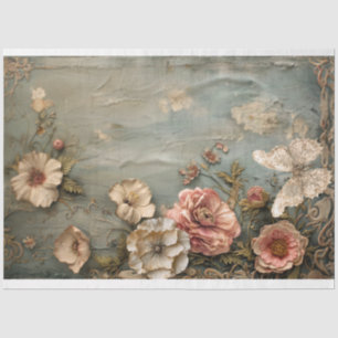 Tattered Floral, Lace butterfly, Dusty blue & Pink Tissue Paper