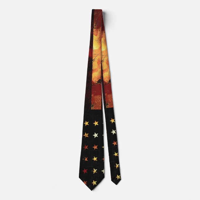 Tattered Grunge Patriotic USA Flag, United States Tie (Front)