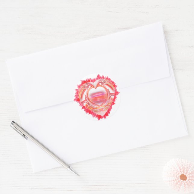 Tattered Heart Classic Round Sticker (Envelope)