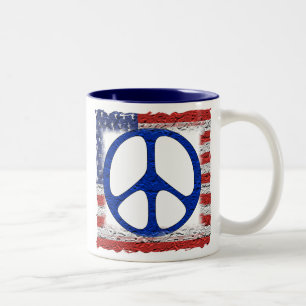 Tattered Peace Flag Two-Tone Coffee Mug