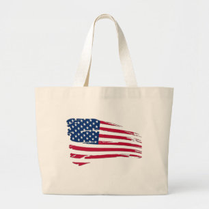 Tattered US Flag Large Tote Bag