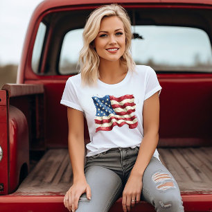 Tattered USA Flag 4th of July T-Shirt