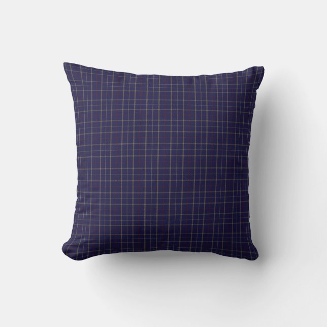 Tattersall Brooks Blue Gold Red Check Cushion (Front)