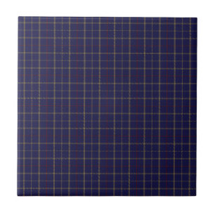 Tattersall Brooks Blue Gold Red Check Tile
