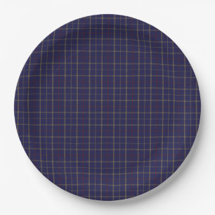 Tattersall Fashion Brooks Blue Gold Red Paper Plate