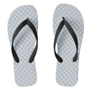 Tattersall Pink Cerulean White Check Plaid Flip Flops
