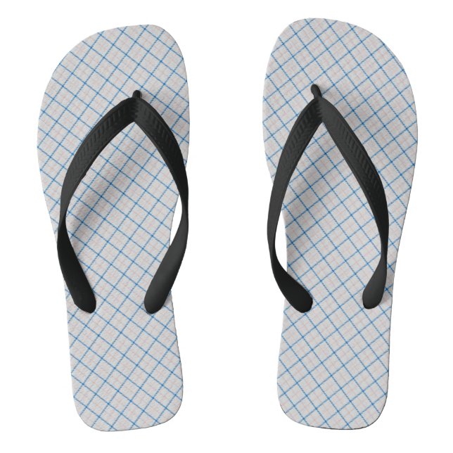 Tattersall Pink Cerulean White Check Plaid Flip Flops (Footbed)