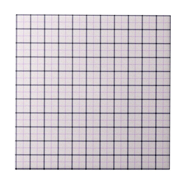Tattersall Tartan Plaid Pattern Violet Blue Tile (Front)