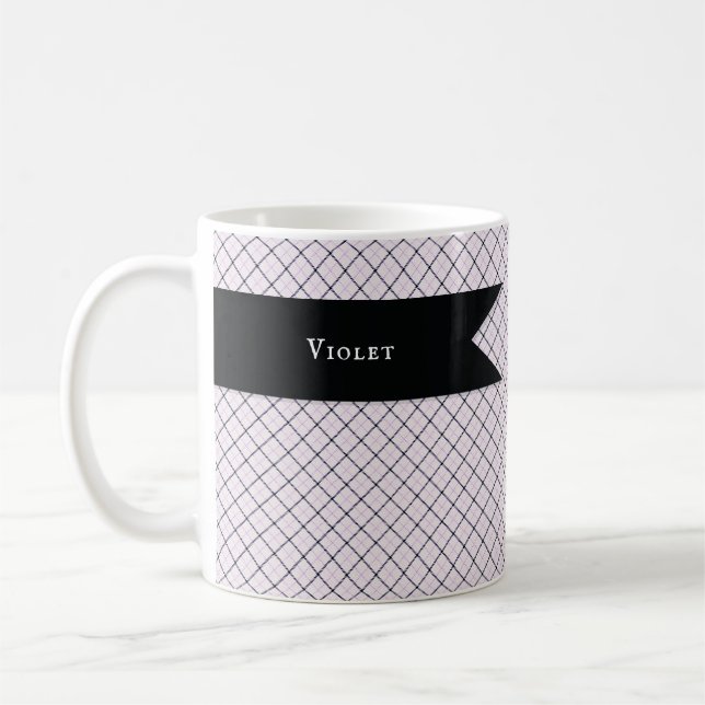 Tattersall Violet Dark Blue Check Tea Cup (Left)