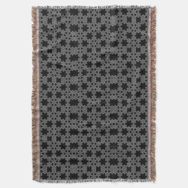 Tatting Fractal pattern Snowflake Crochet Throw Blanket (Front Vertical)