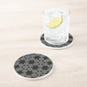 Tatting Fractal Snowflake Design Crochet B&W Coaster